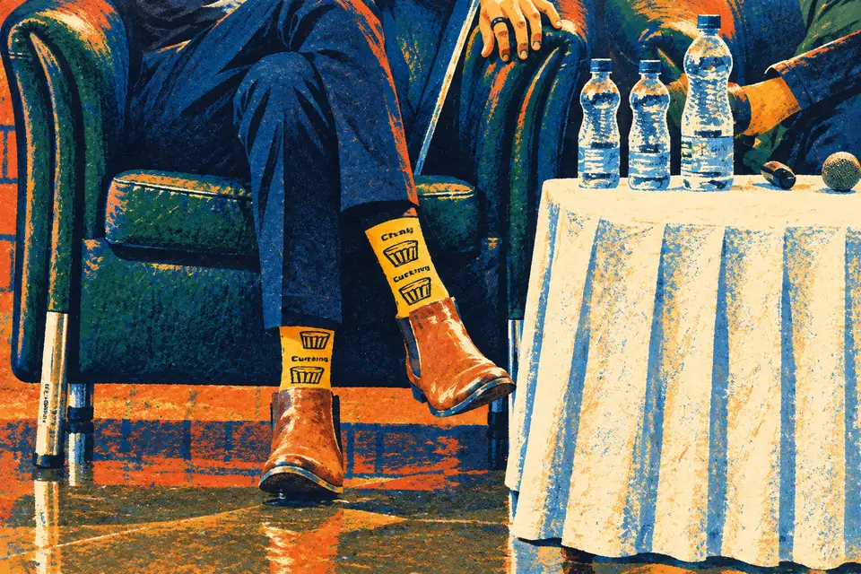Painted interpretation: yellow patterned socks and brown boots